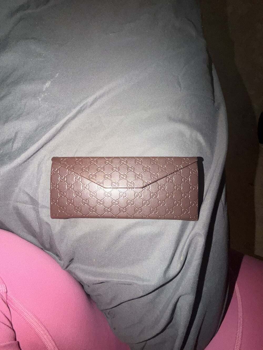 Gucci Brown Embossed Logo Trifold Sunglasses Eyewear Case